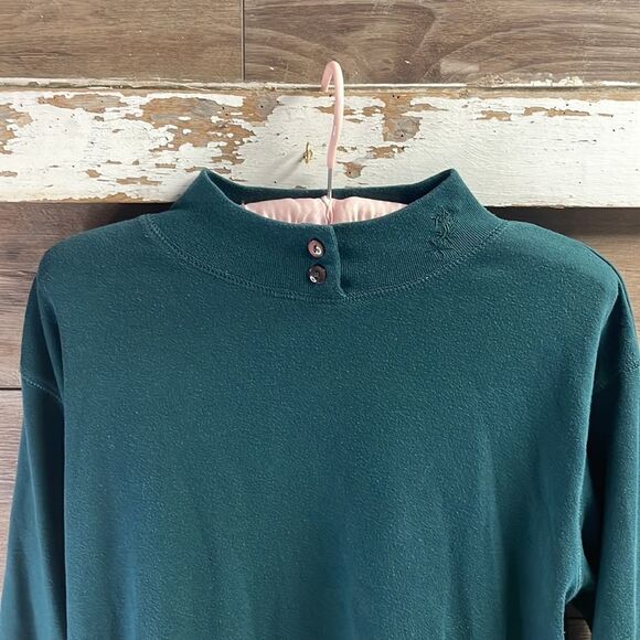 CHRYSANTHEME Button Turtleneck Long Sleeve Pullover Top Green Size Small Vintage - Picture 2 of 6